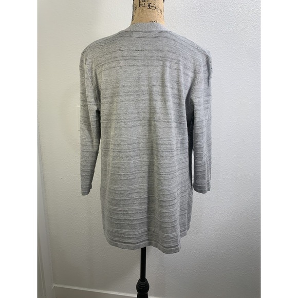 (B-204) Karen Scott Gray open front Knit cardigan Womens size M Ligthweight - Picture 4 of 9
